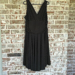 Ronni Nicole Black Gold Polka Dotted Wrap Sleeveless Skater Dress